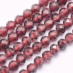 Facetterad granat 3.5 mm, 1 sträng