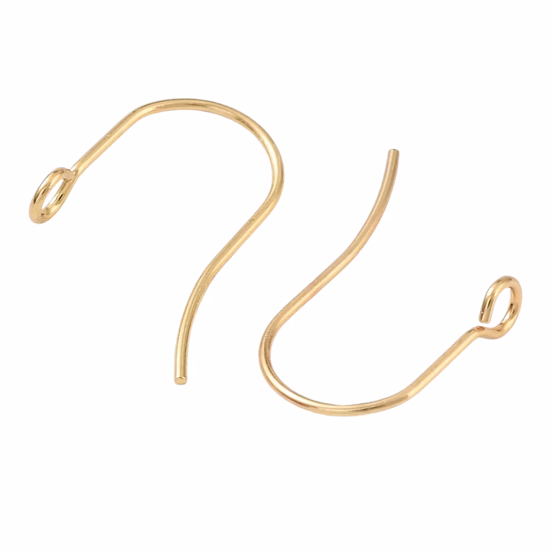 Gold-colored surgical steel single ear hooks 18k, approx. 100 pcs.