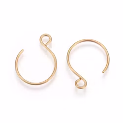 Gold-colored surgical steel round ear hooks with PVD plating, approx. 100 pcs.