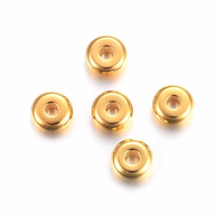 Grosspack: Guldfärgat rostfritt stål rondeller 4 mm med PVD plätering, ca 100 st