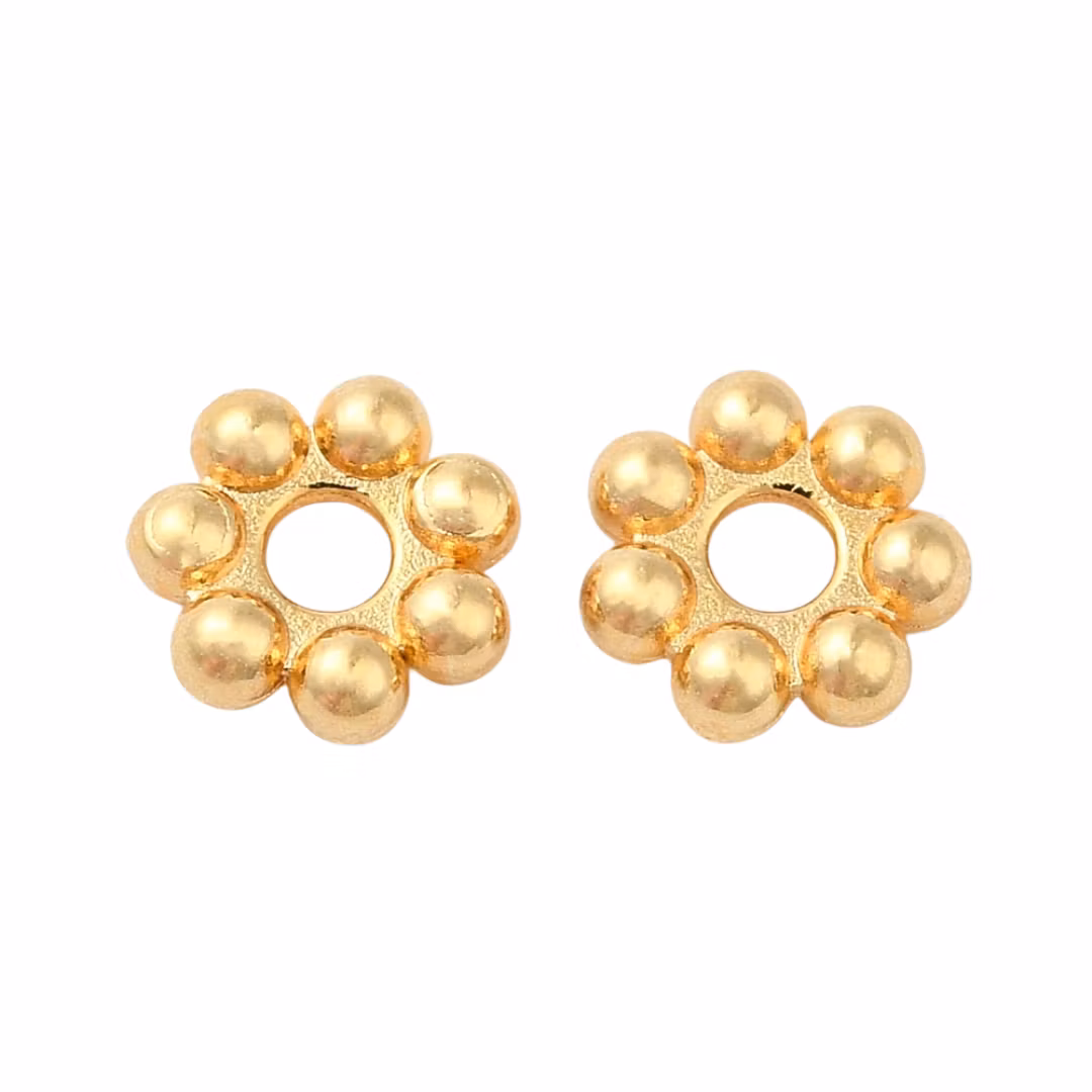 Gold-colored stainless steel daisys 6 mm with 18k plating, approx. 100 pcs.