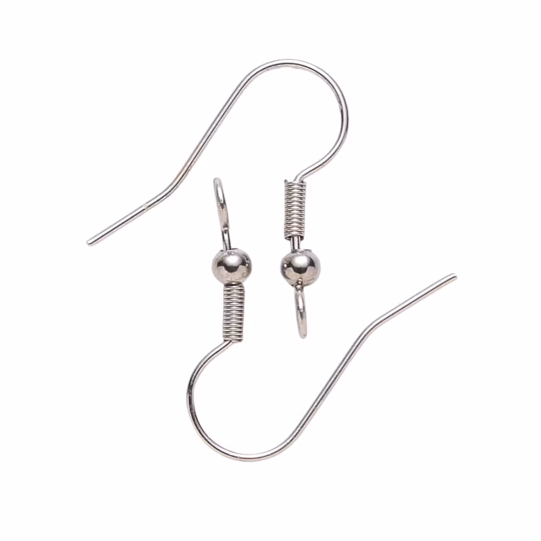Surgical steel ear hooks with straight loop, approx. 100 pcs.
