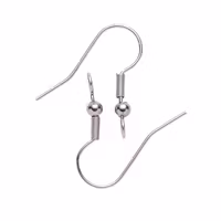Surgical steel ear hooks with straight loop, approx. 100 pcs.