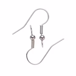 Surgical steel ear hooks with straight loop, approx. 100 pcs.