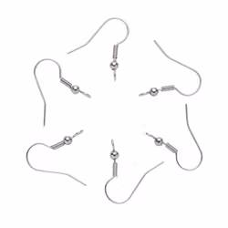 Surgical steel ear hooks with straight loop, approx. 100 pcs.