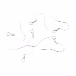 Silver-colored stainless steel ear hooks, approx. 100 pcs.