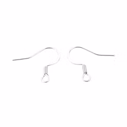 Silver-colored stainless steel ear hooks, approx. 100 pcs.