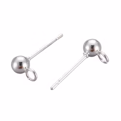 Silver-colored stainless steel stud earrings, approx. 100 pcs.