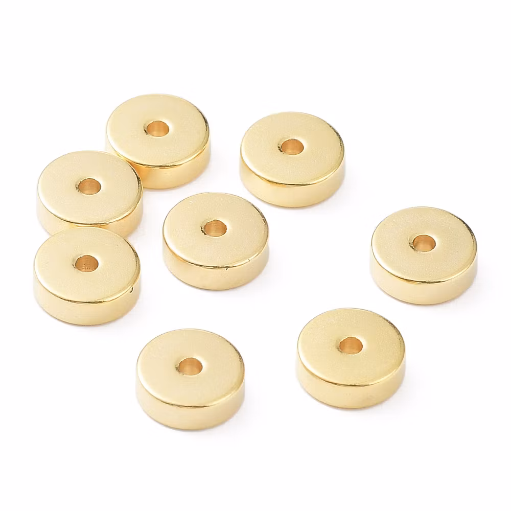 Storpack: Guldfärgat rostfritt stål raka rondeller 6 mm med PVD plätering, ca 50 st