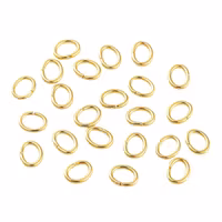Gold-colored stainless steel oval engagement rings 5x6 mm with 18k plating, approx. 100 pcs.