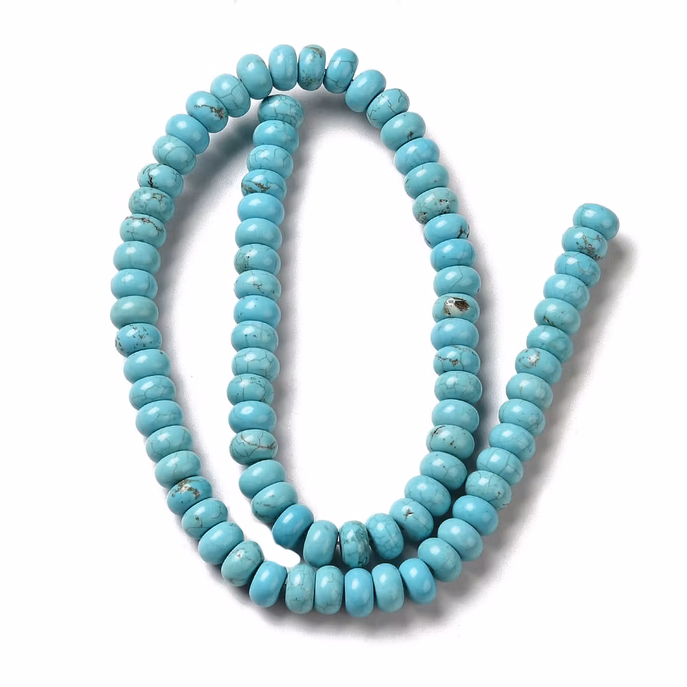 Howlite rondeller turkos 6x4 mm, 1 sträng