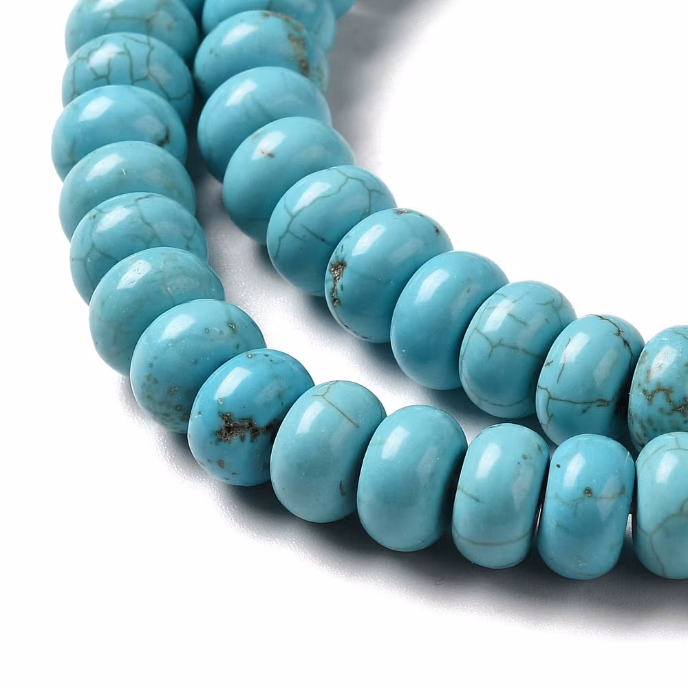 Howlite rondeller turkos 4x2 mm, 1 sträng