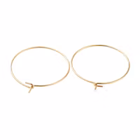 Grosspack: Guldfärgat kirurgiskt stål creoler 35 mm med 18k guldplätering, ca 100 st