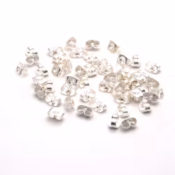 Silver-colored stainless steel stud earrings, 10 pcs.