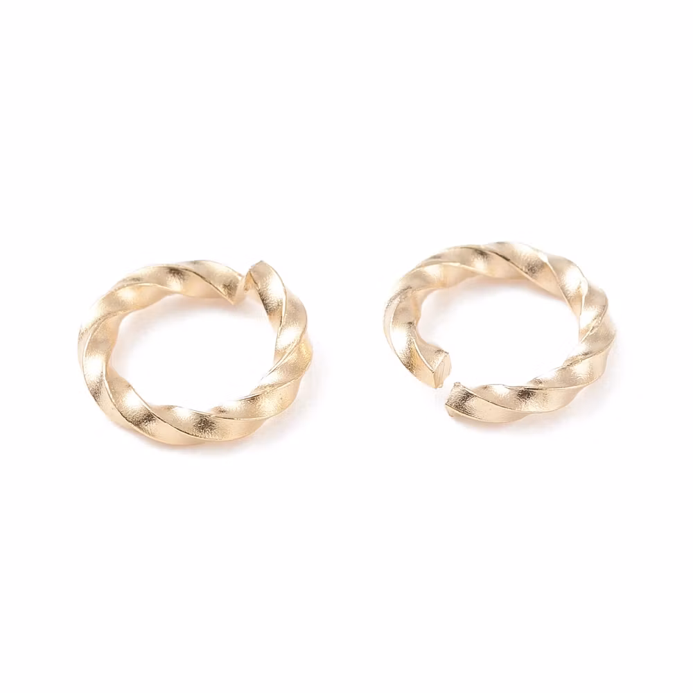 Gold-colored stainless steel twisted binding rings 6 mm with PVD plating, 10 pcs.