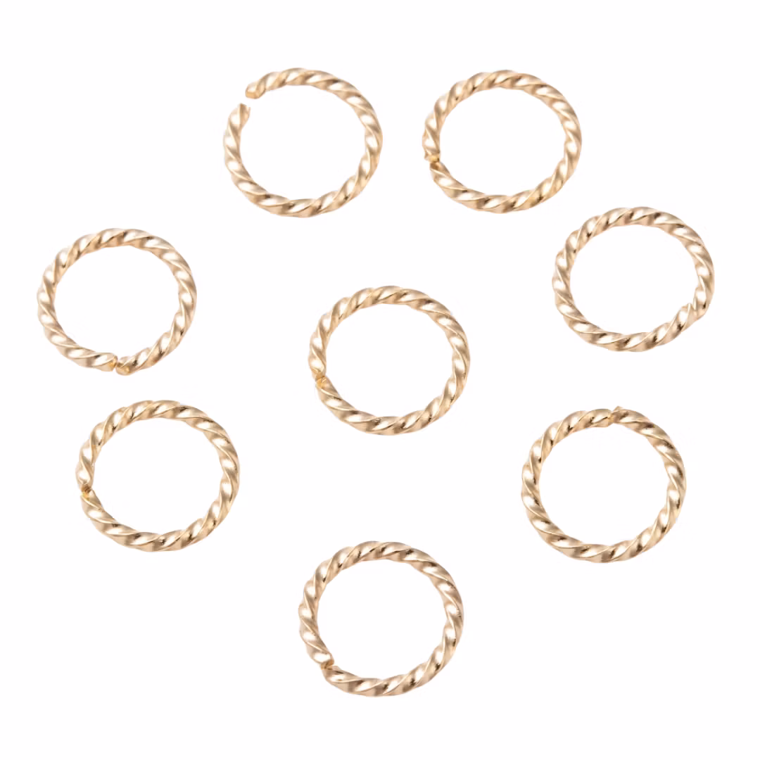 Gold-colored stainless steel twisted binding 8 mm with PVD plating, 10 pcs.