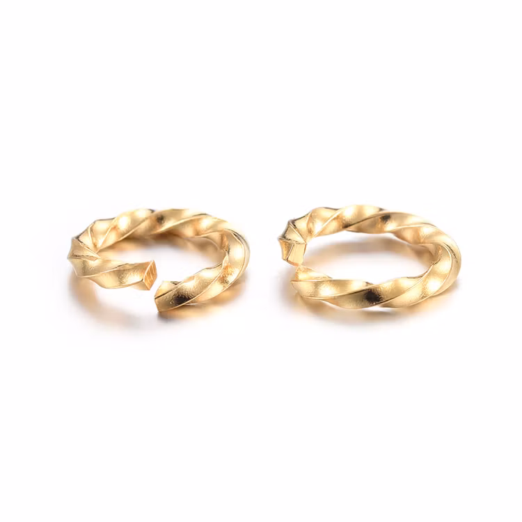 Gold-colored stainless steel twisted binding 8 mm with PVD plating, 10 pcs.