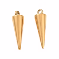 Gold-colored stainless steel charm spike/cone with PVD plating, 1 pc.