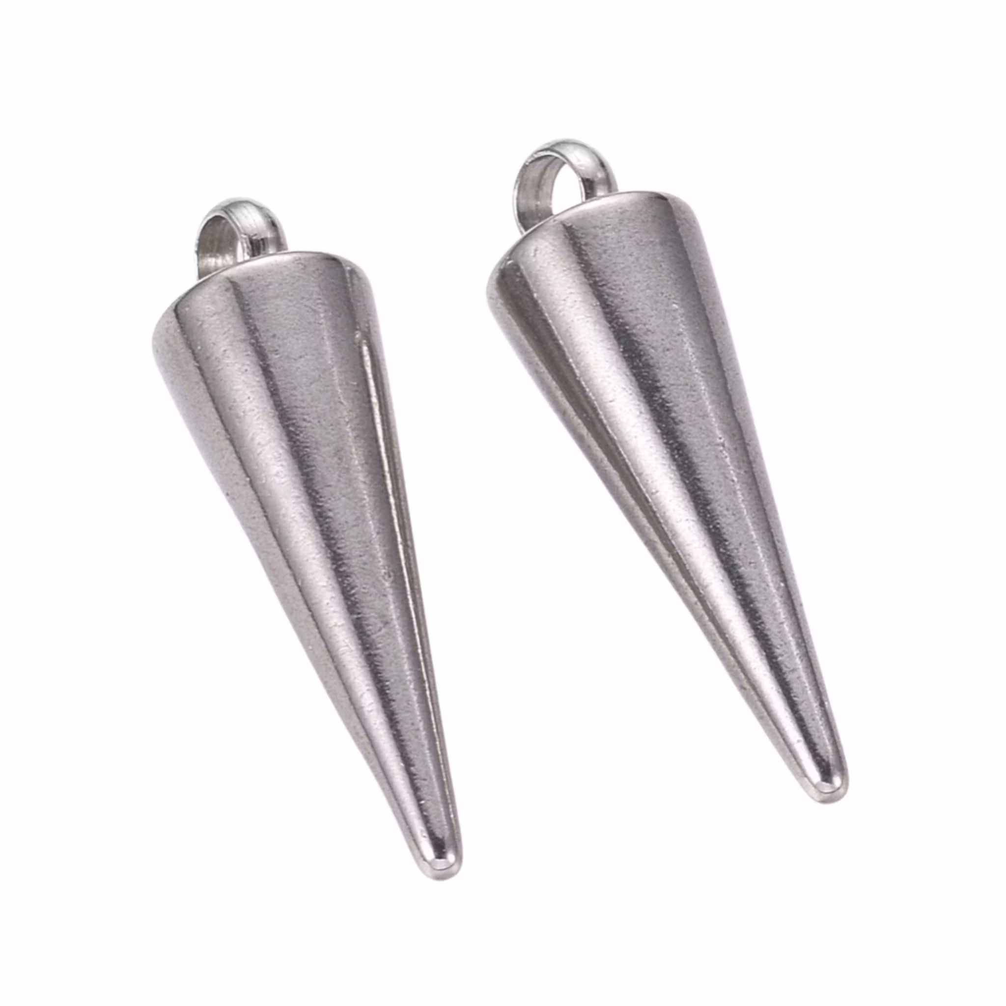 Gold-colored stainless steel charm spike/cone with PVD plating, 1 pc.