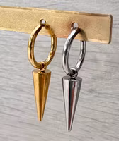 Gold-colored stainless steel charm spike/cone with PVD plating, 1 pc.
