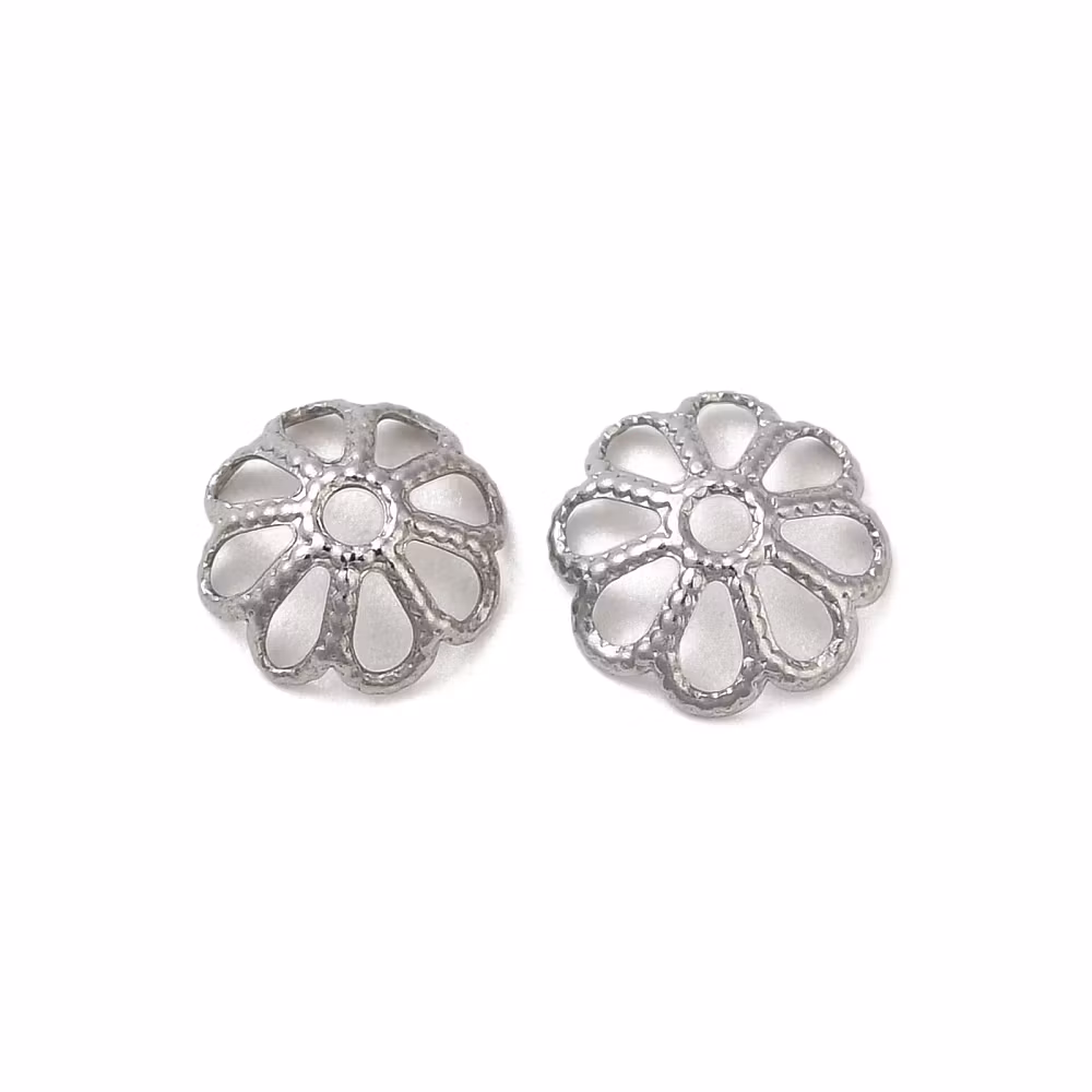 Surgical steel bead caps patterned 8 mm, approx. 50 pcs.