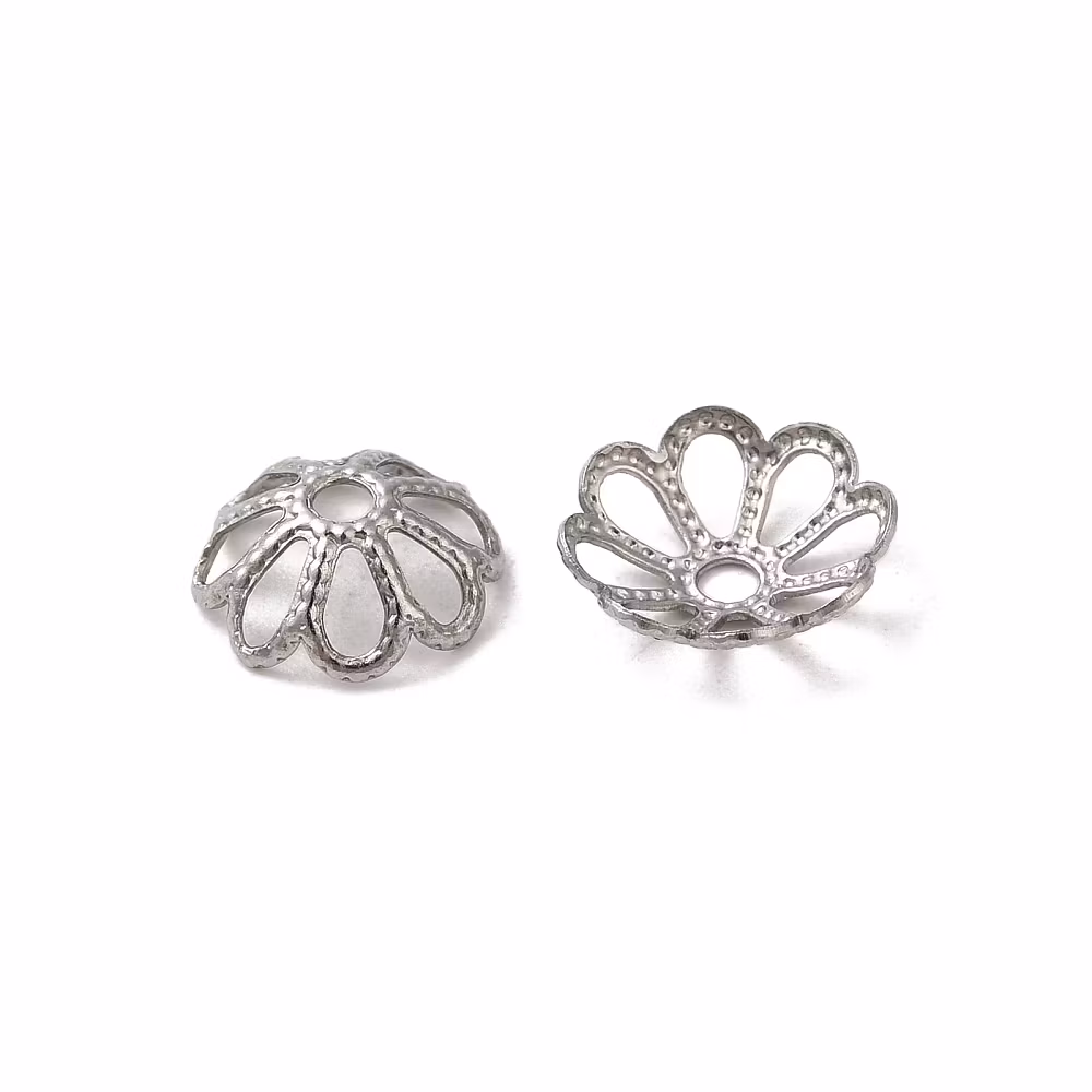 Surgical steel bead caps patterned 8 mm, approx. 50 pcs.