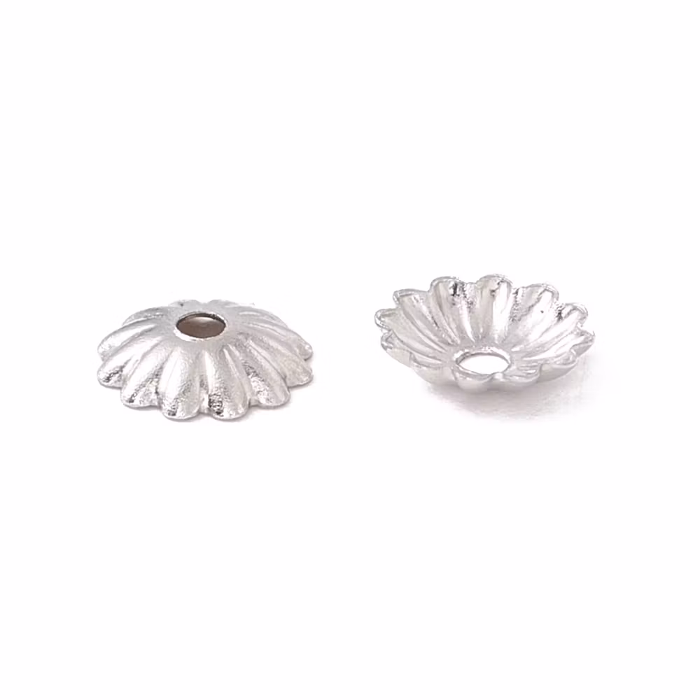 Surgical steel bead caps grooved 6 mm, approx. 100 pcs.