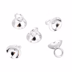 Silver-colored stainless steel bead caps 6 mm, 10 pcs.