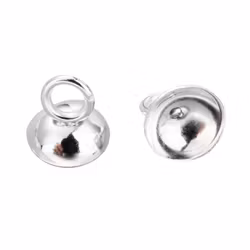 Silver-colored stainless steel bead caps 6 mm, 10 pcs.