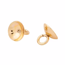 Gold-colored stainless steel bead caps 6 mm with 18k plating, 10 pcs