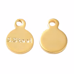 Gold-colored surgical steel small tags with text 24k, 10 pcs