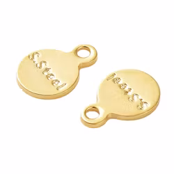 Gold-colored surgical steel small tags with text 24k, 10 pcs