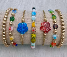 Millefiori 8 mm runda, 1 sträng