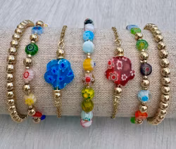 Millefiori 8 mm runda, 1 sträng
