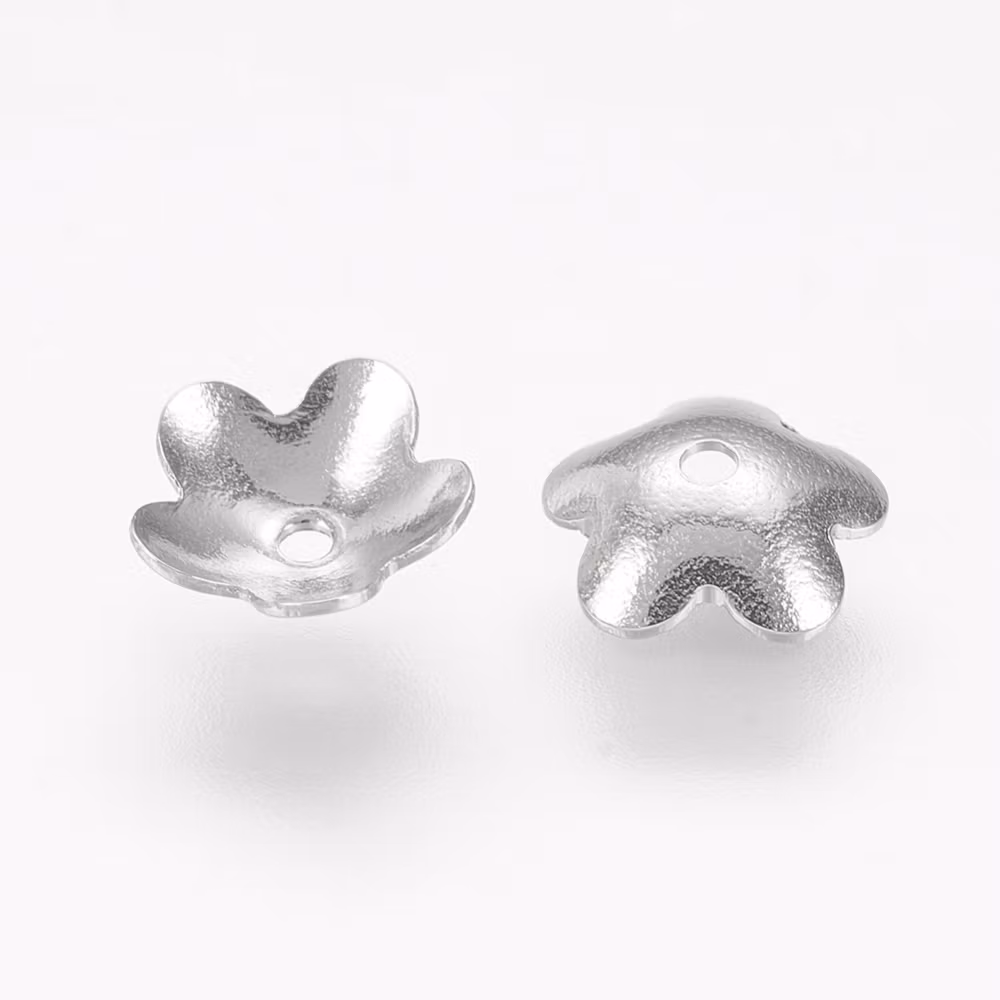 Surgical steel bead caps flower 5.5 mm, approx. 50 pcs.