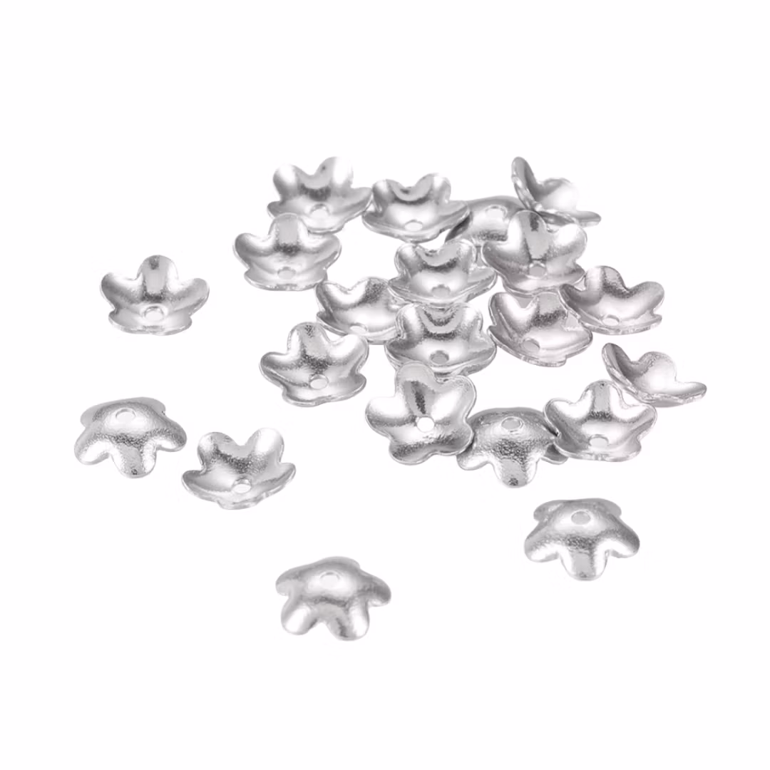 Surgical steel bead caps flower 5.5 mm, approx. 50 pcs.