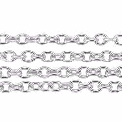 Silver-colored stainless steel chain 3x2.5 mm, 1 m