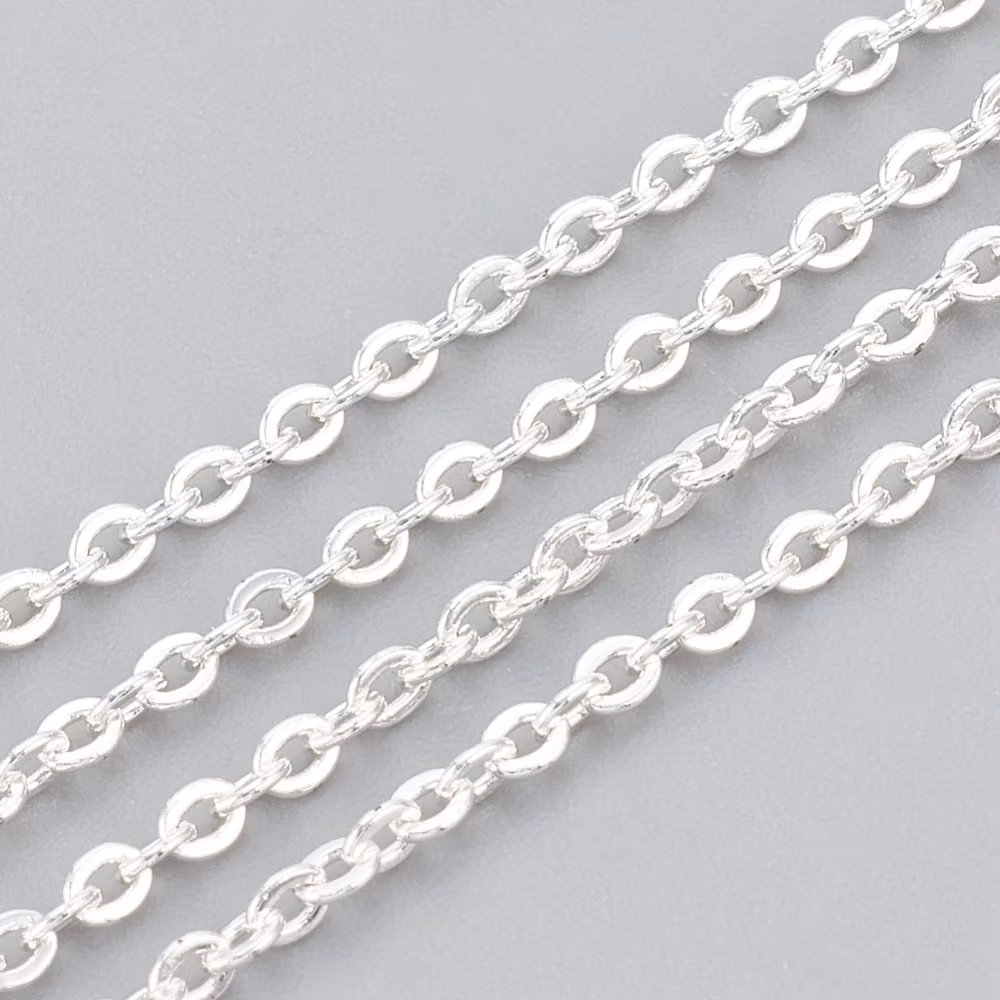 Silverfärgat rostfritt stål kedja 2x1.5 mm, 1 m