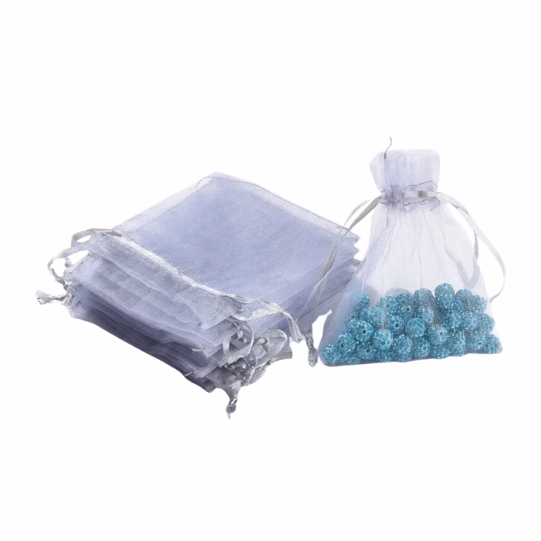 Organza bags gray small, 10 pcs