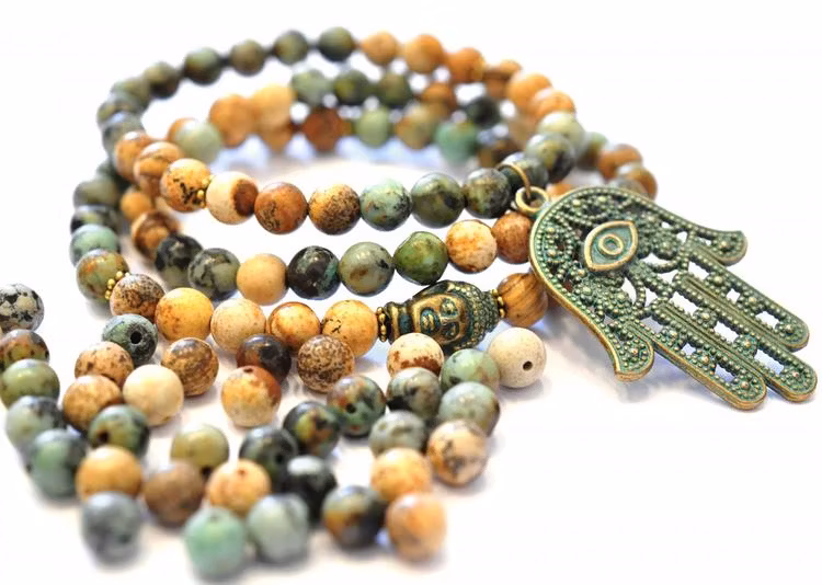 Afrikansk turkos 4 mm, 5 strängar