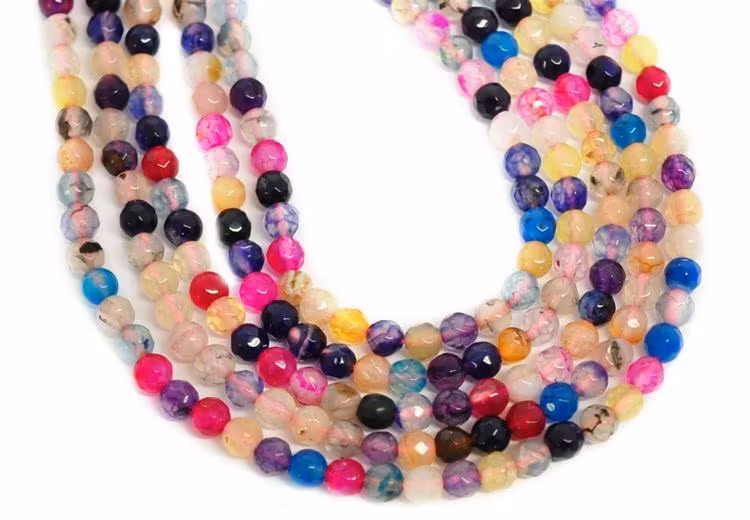Facetterad agat färgmix 4 mm, 1 sträng