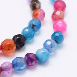 Facetterad agat färgmix 4 mm, 1 sträng