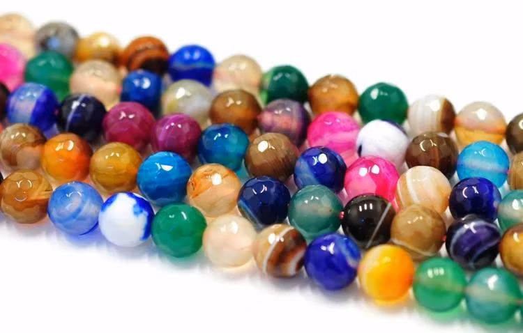 Facetterad agat mix strip 8 mm, 1 sträng