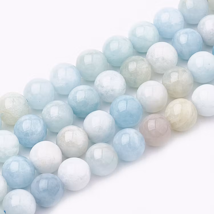 Akvamarin "multi" 6 mm, 1 sträng