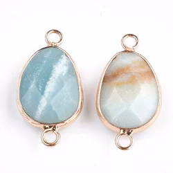 Guldfärgad connector amazonite, 1 st