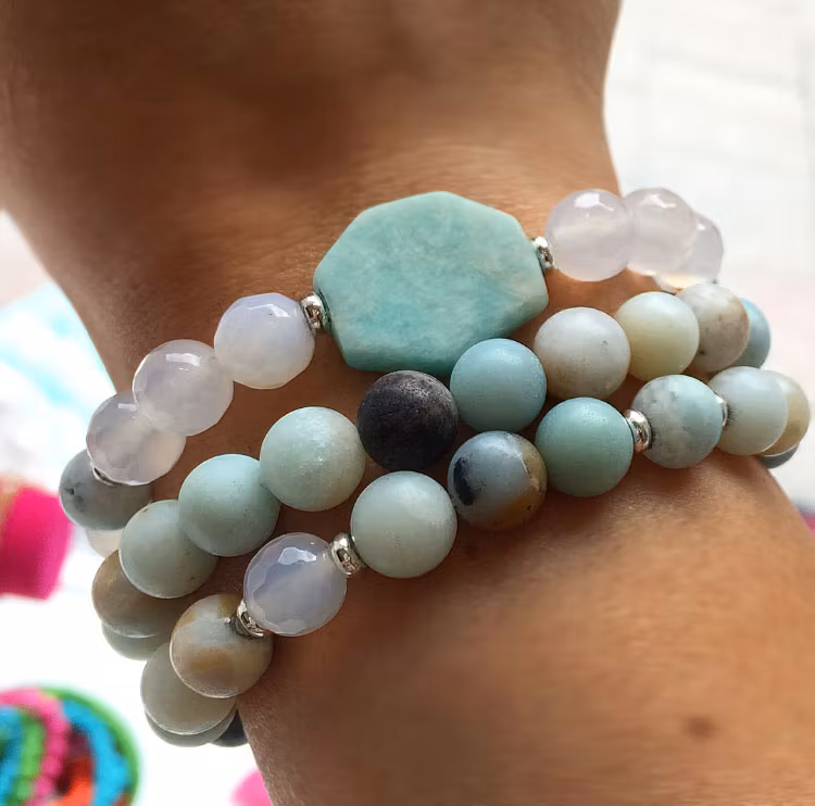 Amazonite 8 mm, 5 strängar