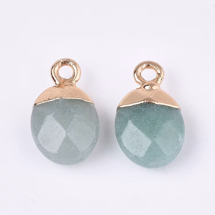 Guldfärgad oval berlock aventurin, 1 st