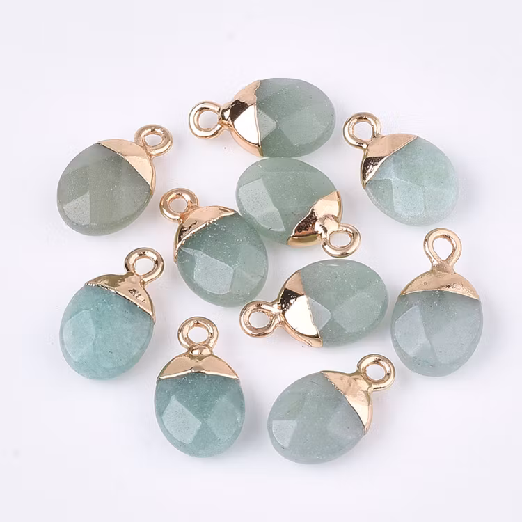 Guldfärgad oval berlock aventurin, 1 st