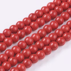 Howlite röd 4 mm, 1 sträng