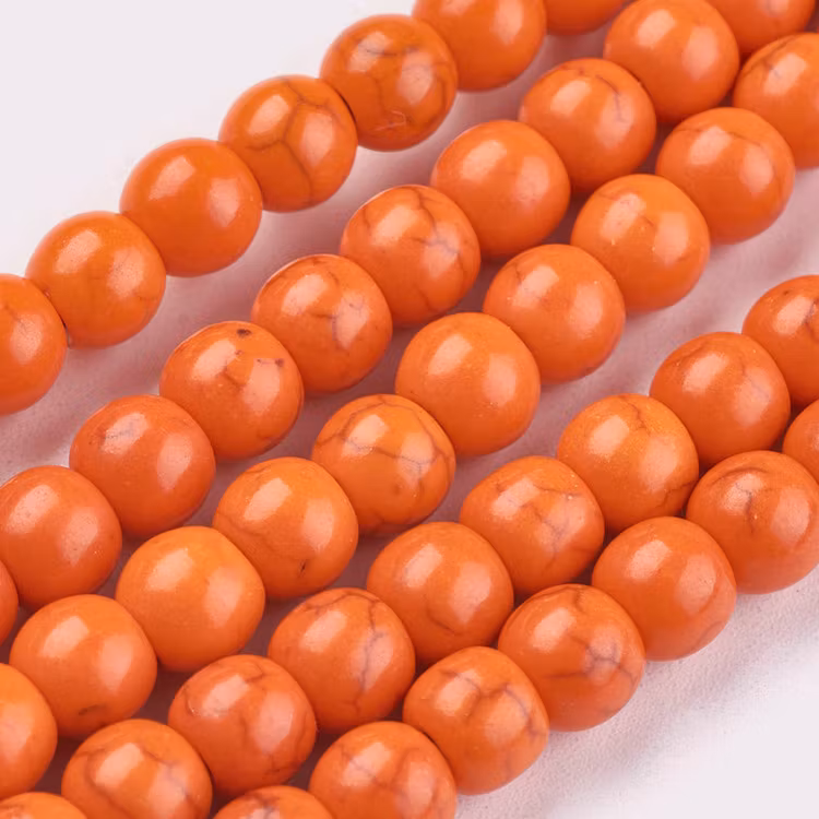 Howlite orange 4 mm, 1 sträng